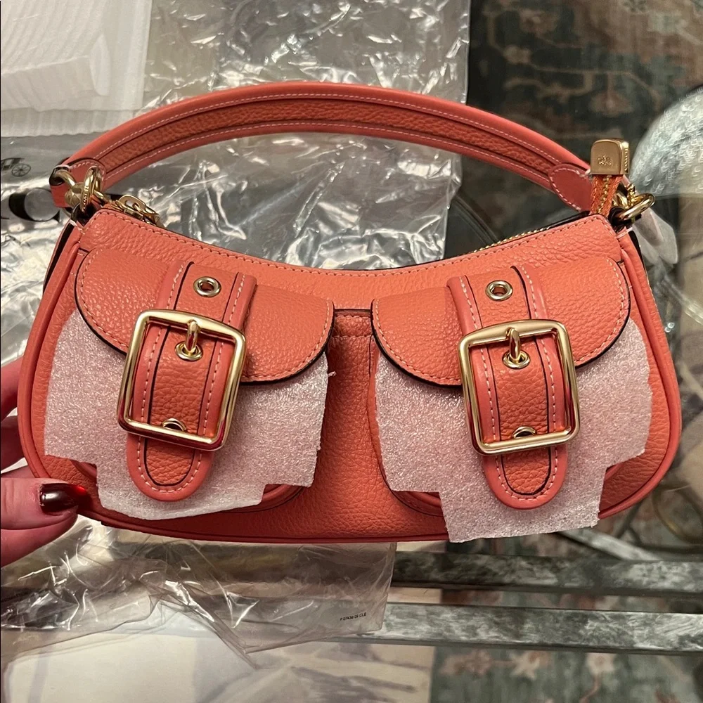 Coach Ashton Burnt Coral Shoulder Bag NWT - Picture 3 of 8